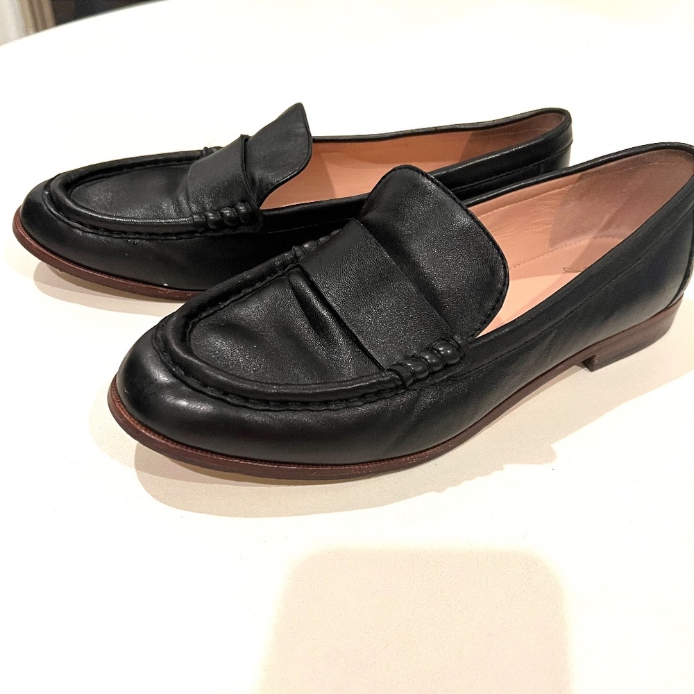 J Crew Ryan penny loafers in leather | BLACK